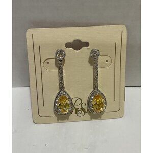 RS covenant Canary Yellow Cubic Zirconia Earrings New Pierced